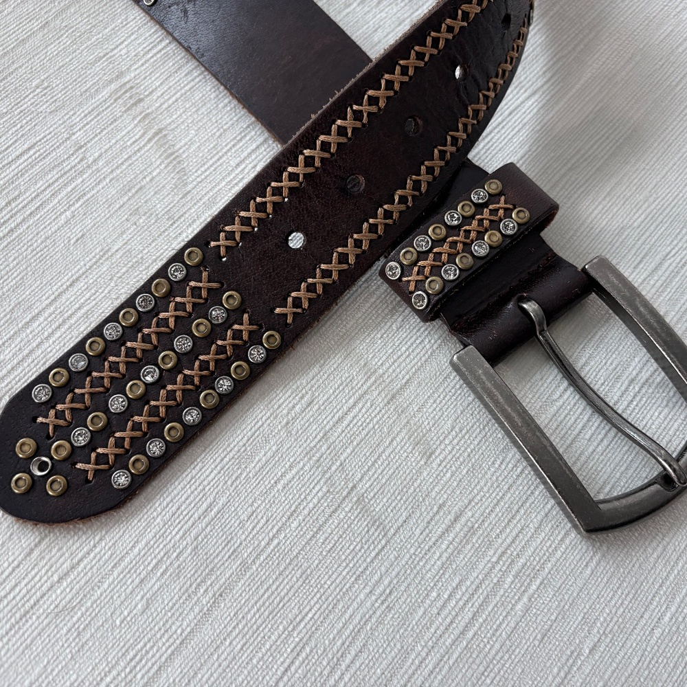 Bed Stu leather studded belt 🤎 Wide western / boho Y2K belt - Picture 4 of 7